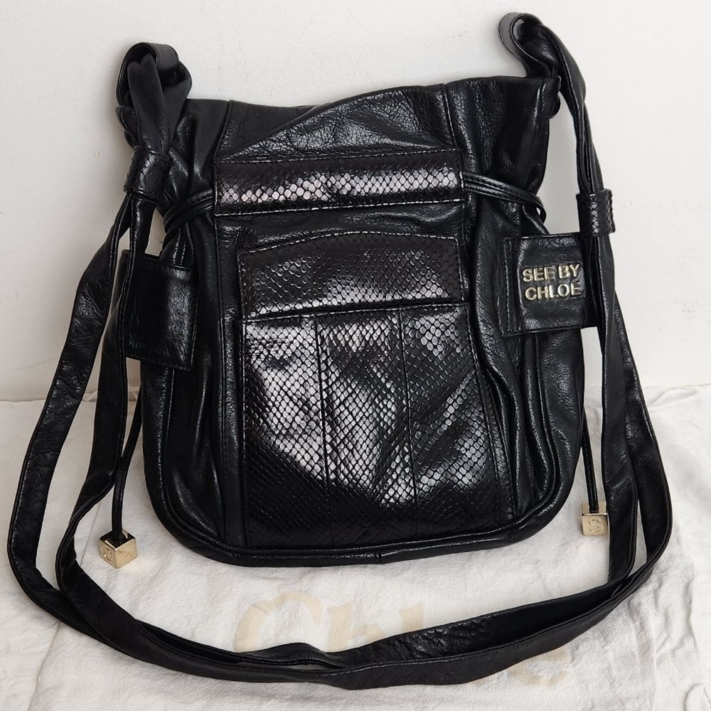 Chloe Snakeskin Leather Bucket Purse